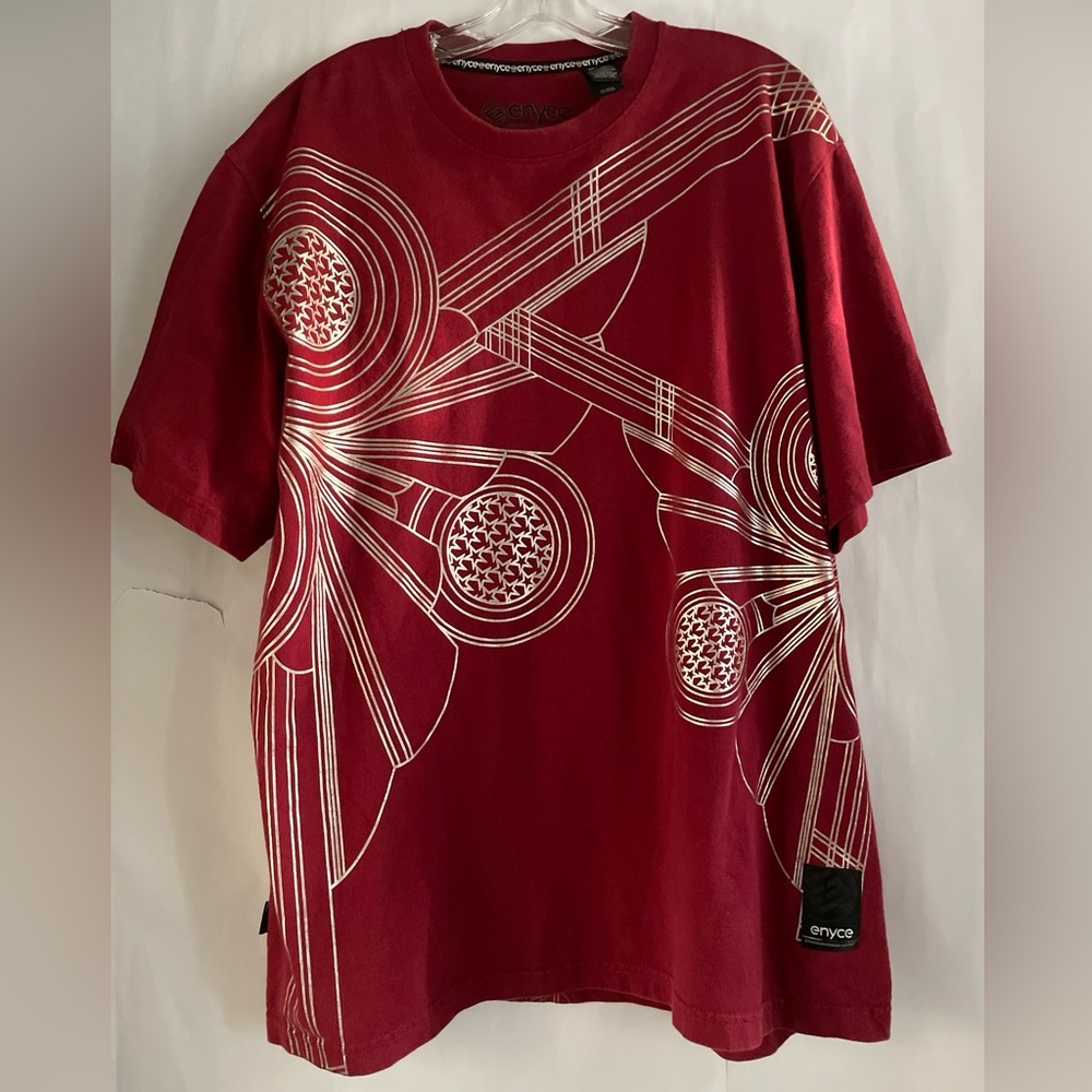 Enyce Men’s Graphic Tee Deep Red w/ Silver Designs Retro 2XL